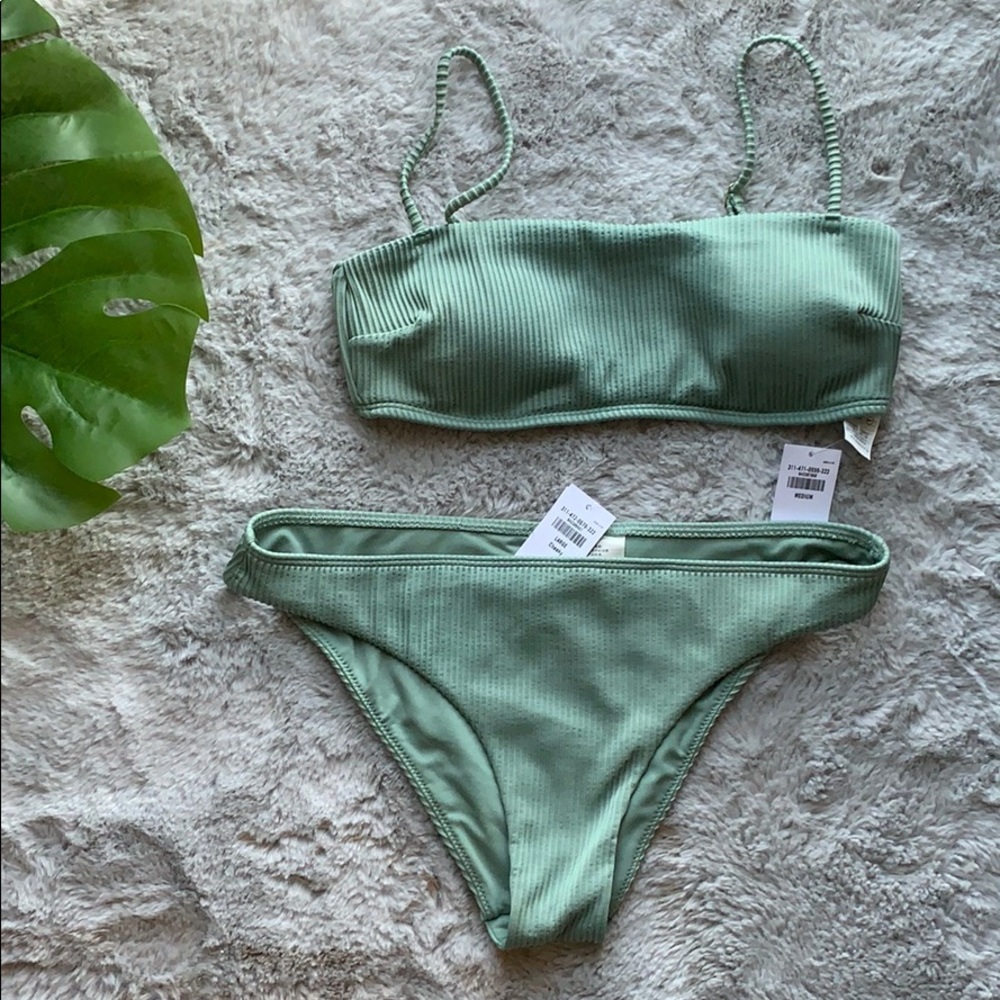 Hollister Ribbed Olive bikini set